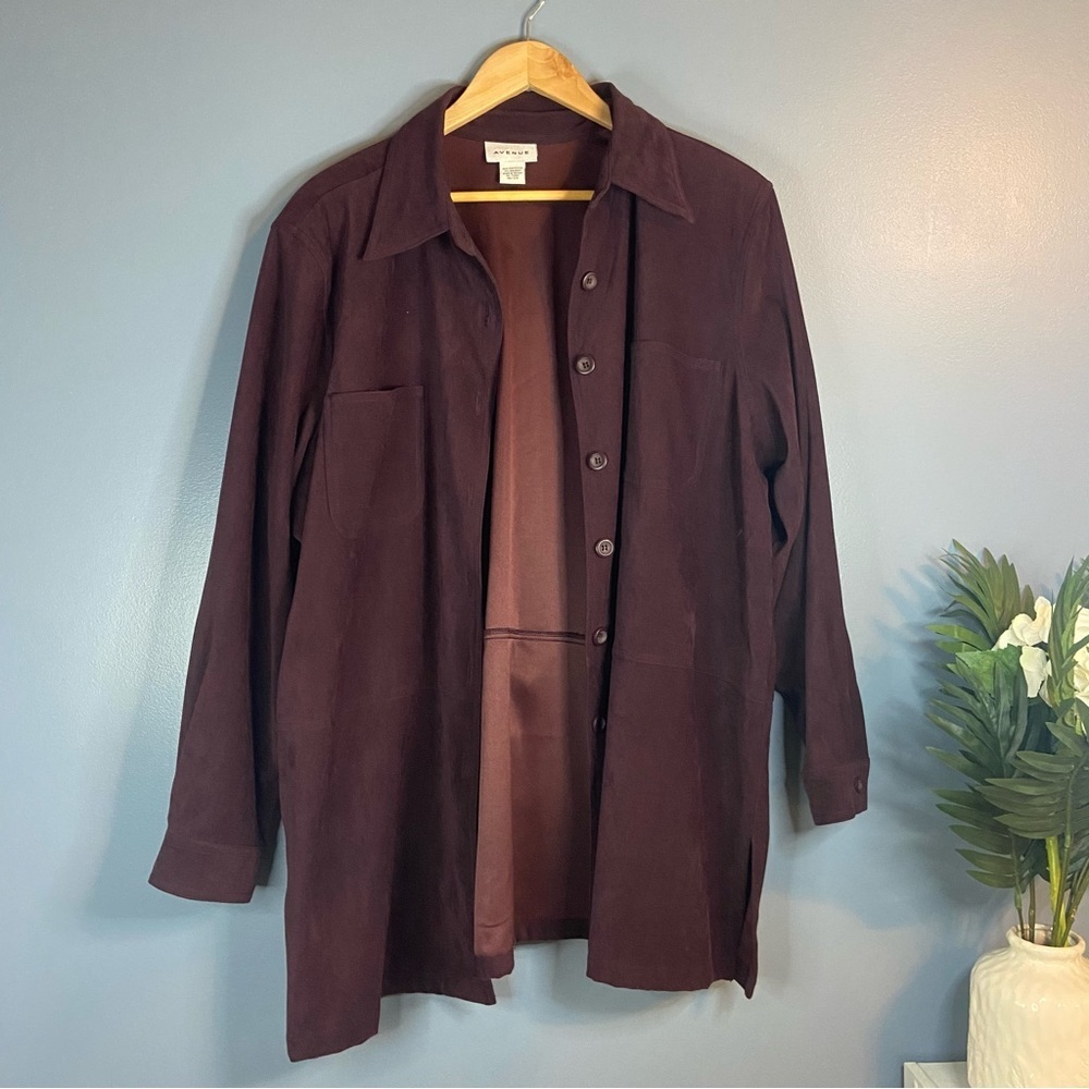 Avenue Wine Purple Button Up Longline Shacket Jacket